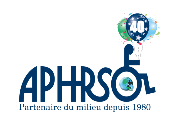 logo de l'APHRSO auquel est ajouté un bouquet de ballons identifiant le 40e